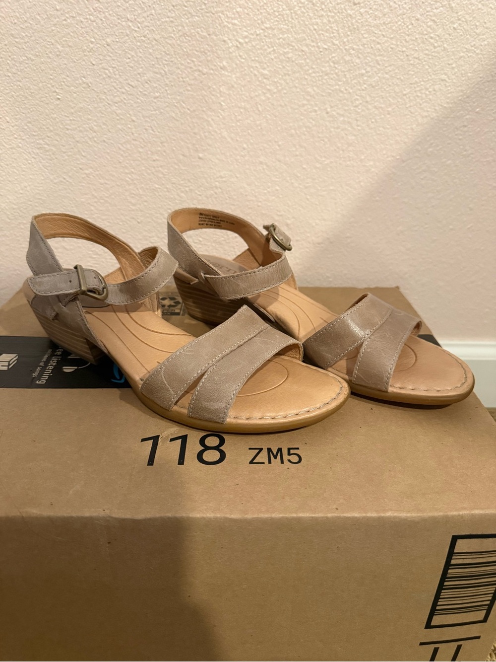 Born Taupe Strappy Wedge Sandals